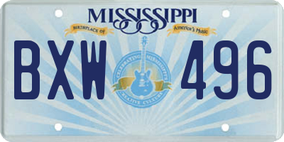 MS license plate BXW496
