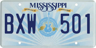 MS license plate BXW501