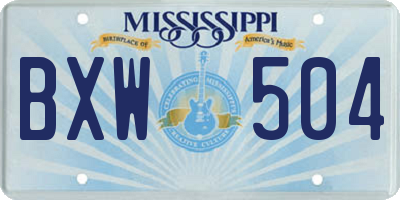 MS license plate BXW504