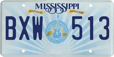 MS license plate BXW513