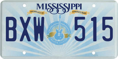 MS license plate BXW515
