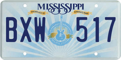 MS license plate BXW517