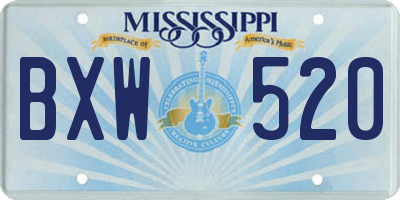 MS license plate BXW520