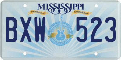 MS license plate BXW523