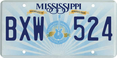 MS license plate BXW524