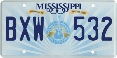 MS license plate BXW532
