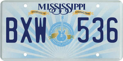 MS license plate BXW536