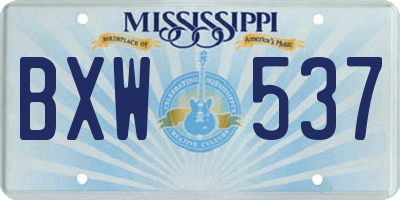 MS license plate BXW537