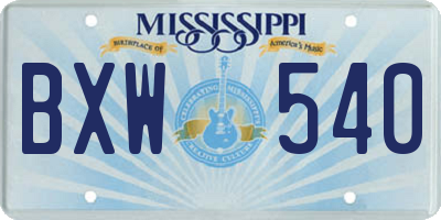 MS license plate BXW540