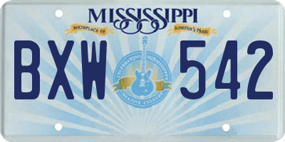 MS license plate BXW542