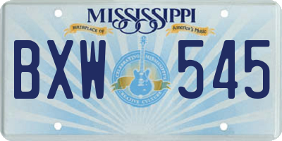 MS license plate BXW545