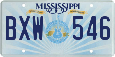 MS license plate BXW546