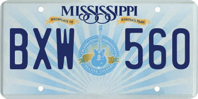 MS license plate BXW560