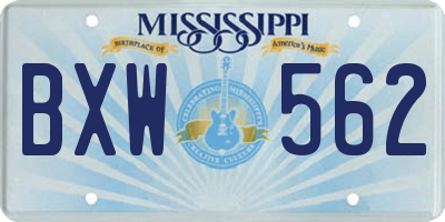 MS license plate BXW562