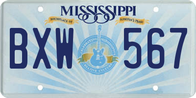 MS license plate BXW567