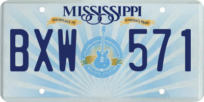 MS license plate BXW571