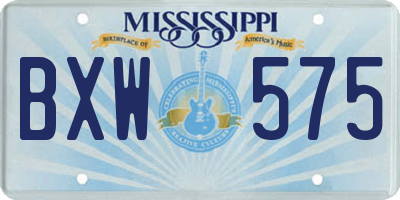MS license plate BXW575