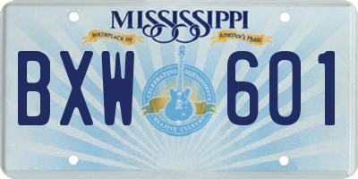 MS license plate BXW601