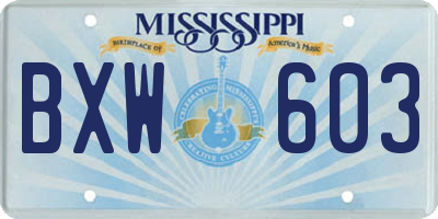 MS license plate BXW603