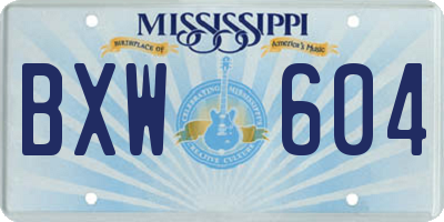 MS license plate BXW604
