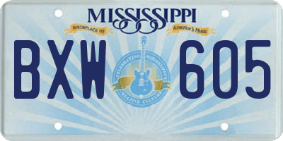 MS license plate BXW605