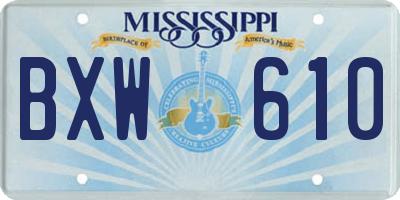 MS license plate BXW610