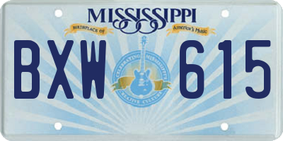 MS license plate BXW615