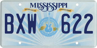 MS license plate BXW622