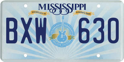 MS license plate BXW630