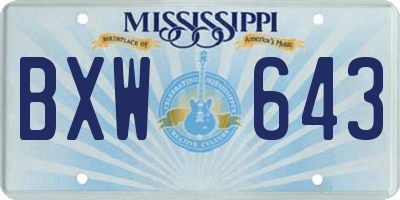 MS license plate BXW643