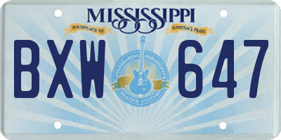 MS license plate BXW647