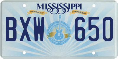 MS license plate BXW650