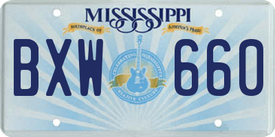 MS license plate BXW660