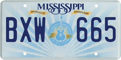 MS license plate BXW665