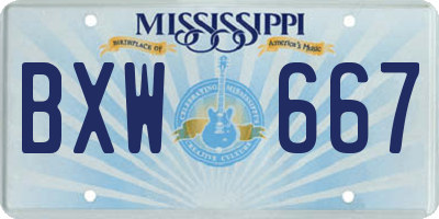MS license plate BXW667
