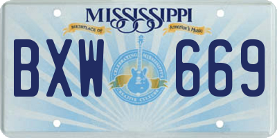 MS license plate BXW669