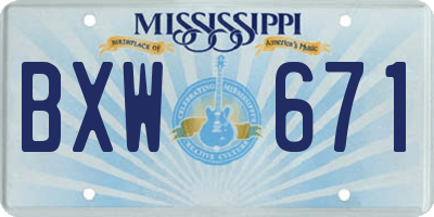 MS license plate BXW671