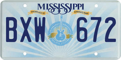 MS license plate BXW672