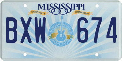 MS license plate BXW674