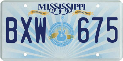MS license plate BXW675