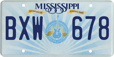 MS license plate BXW678