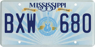MS license plate BXW680