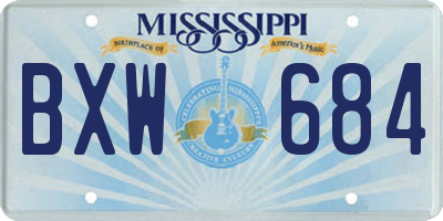 MS license plate BXW684