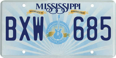 MS license plate BXW685