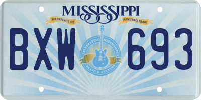 MS license plate BXW693