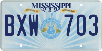 MS license plate BXW703
