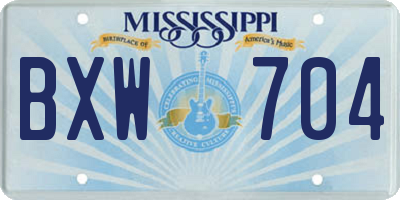 MS license plate BXW704