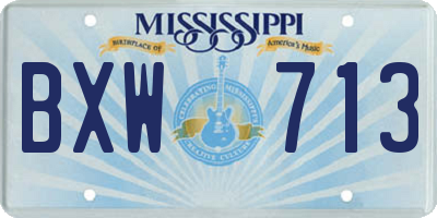 MS license plate BXW713