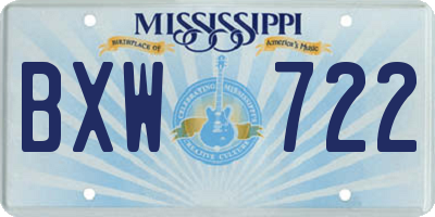 MS license plate BXW722