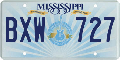 MS license plate BXW727